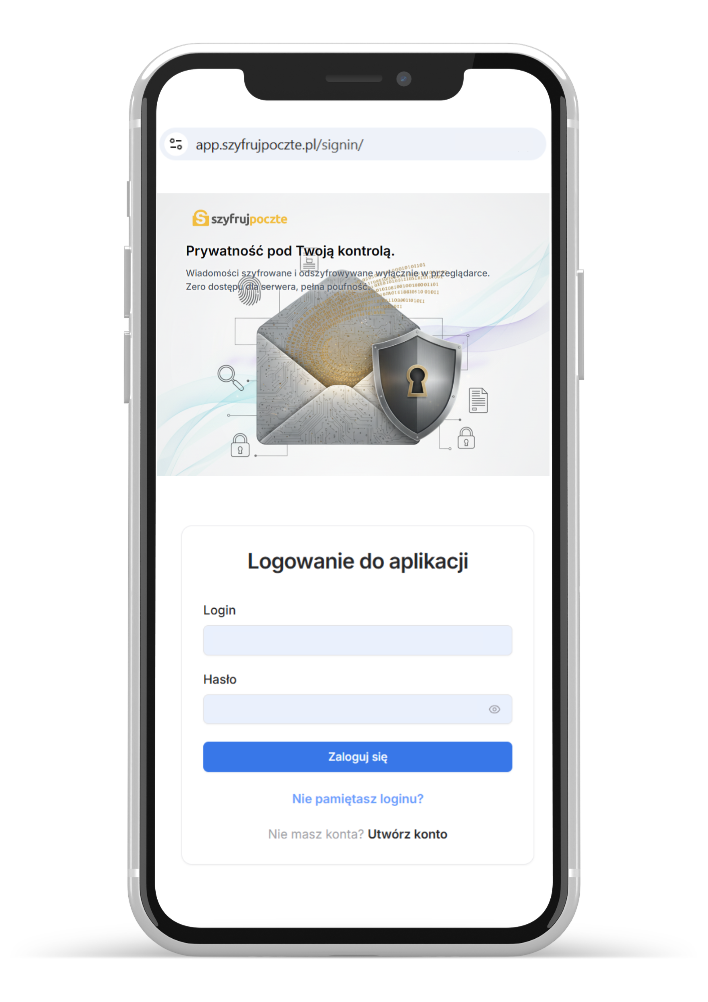 szyfruj poczte app screenshot